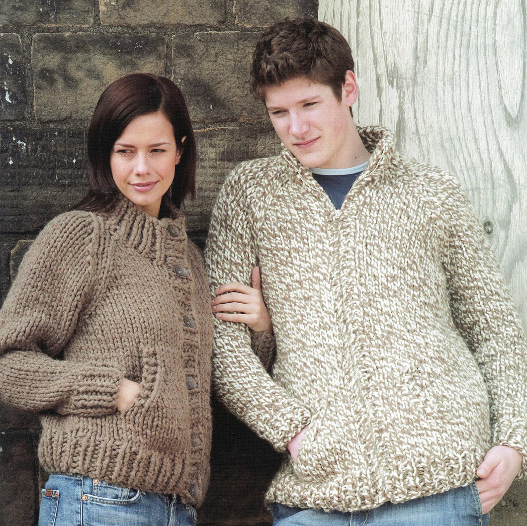 Woman's Mans High neck Jackets with Pockets ~Zip or button front Super Bulky Super Chunky 14ply wool 32