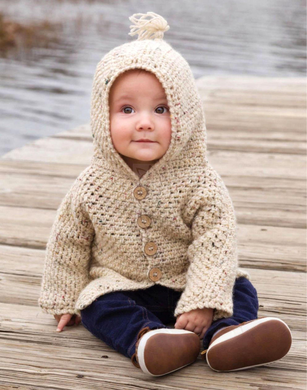 Baby Boy- Girls Hoodie Crochet Jacket pattern- Hooded Jacket in Aran 10 ply Worsted wool- fits 20