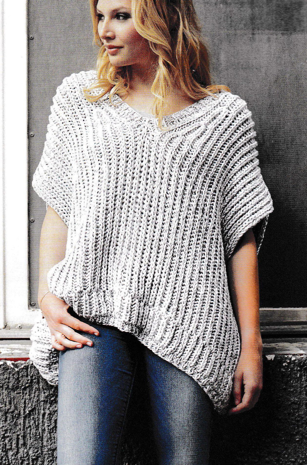 Woman's Fisherman's Rib oversize sleeveless  drop back top- sweater- 36