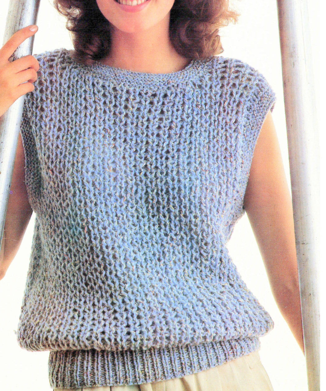 Easy Knit Stocking Stitch Top Round Neck Slipover,Vest, Textured, Woman's Tank Top ~ 32