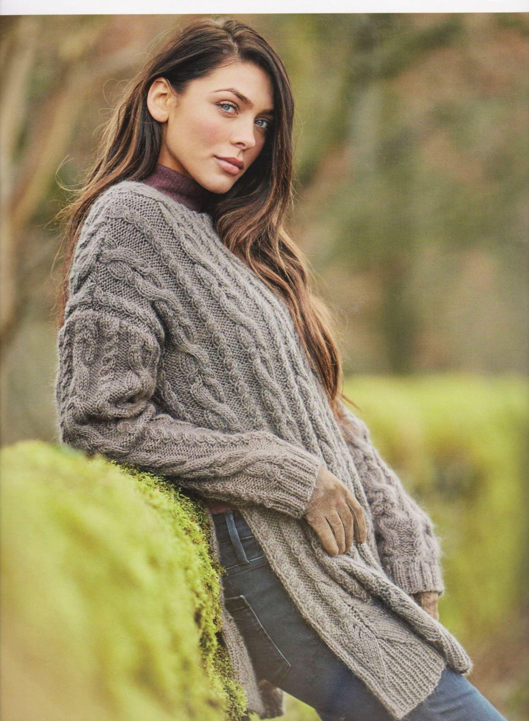 Woman's Round Neck Cable Sweater*Side Split* optional Knitted Cowl- Sizes 32