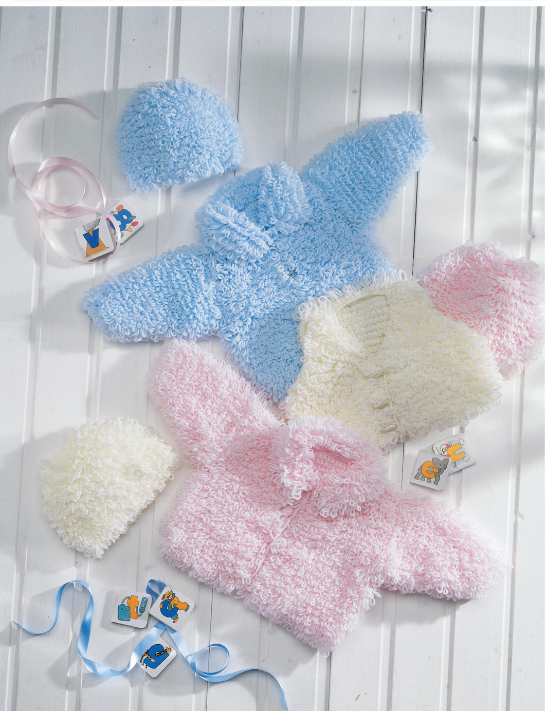 Baby Easy Loopy Cardigans-Waistcoat  & Hat 2 styles to knit in DK 8Ply Light Worsted  Download PDF Knitting pattern 12-22