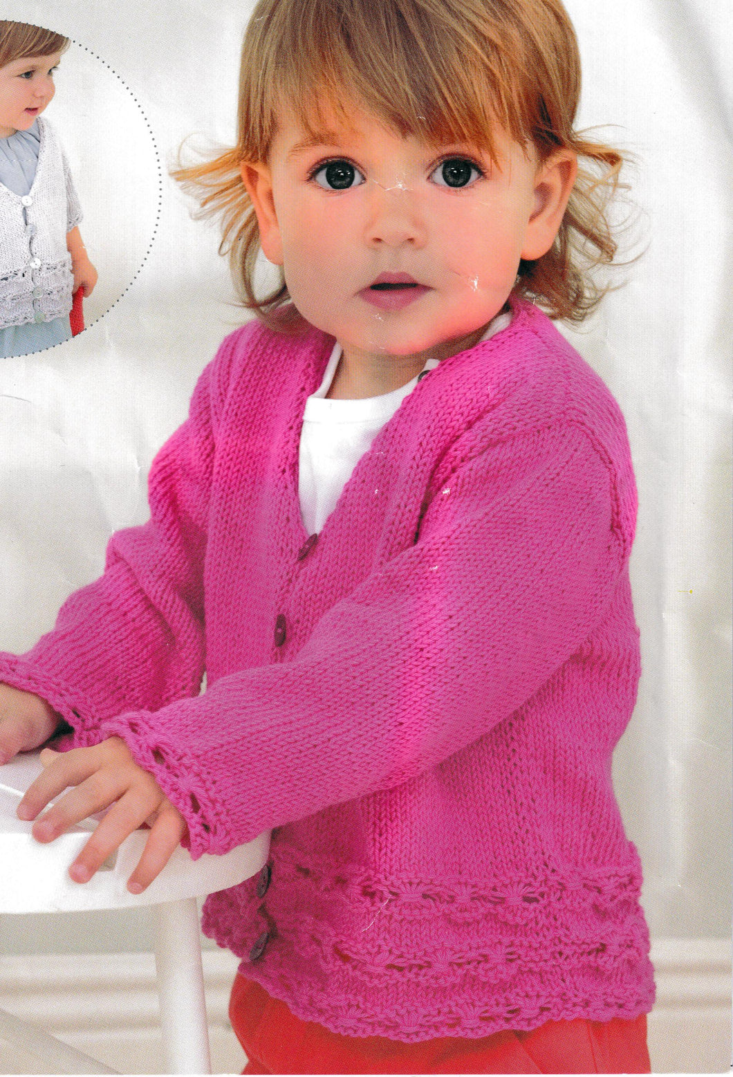 Girls Cardigans- Long & Short sleeved versions Patterned borders- Knitting pattern- DK 8 PLy Light worsted- 62 cm -92 cm chest- download PDF