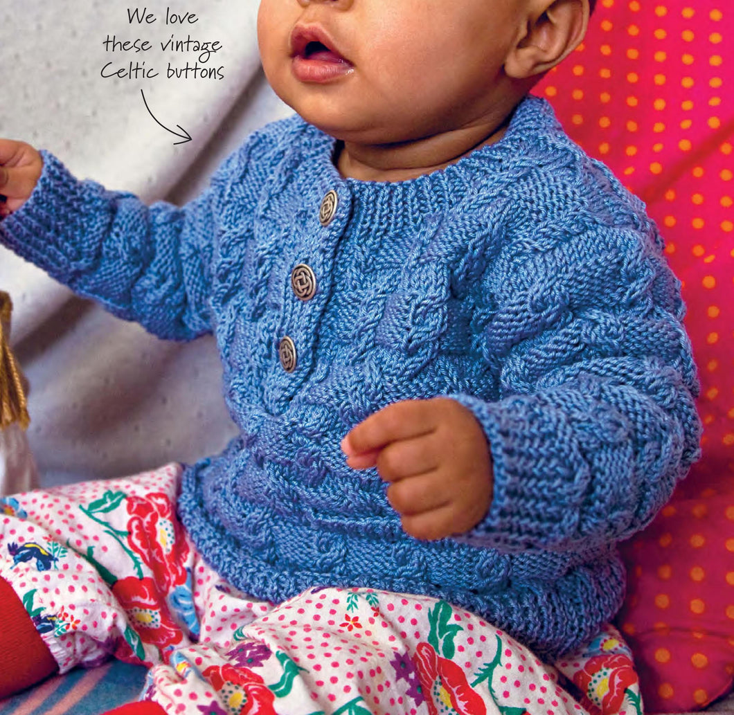 Boy's Knitted Textured Button front cable textured sweater- Round neck- knitted in DK 8 ply Light worsted wool-Knitting Pattern Download PDF