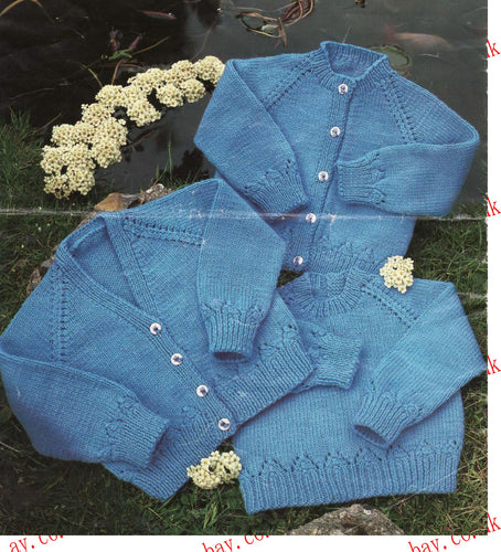 Baby Boy Girl- Raglan Cardigans & Sweater- Eyelet border ~ 16-22