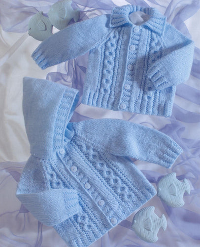 Child's Easy Cable Cardigan with collar & Hooded Jacket Boy- Girl- Knitting Pattern - dk 8 Ply Light worsted yarn -PDF Download-16-26