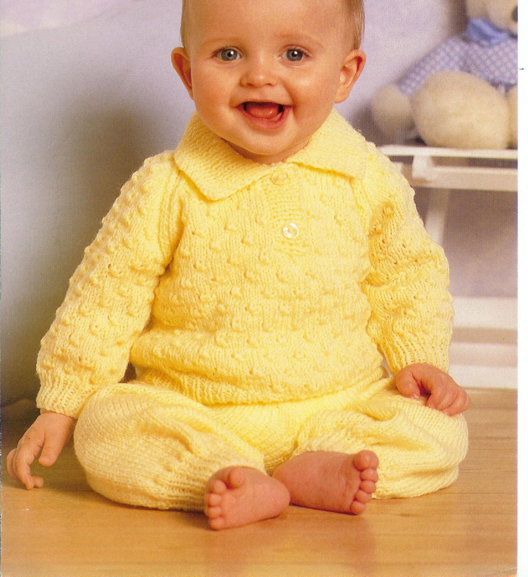 Baby Children's Textured sweater with collar & Trousers 16