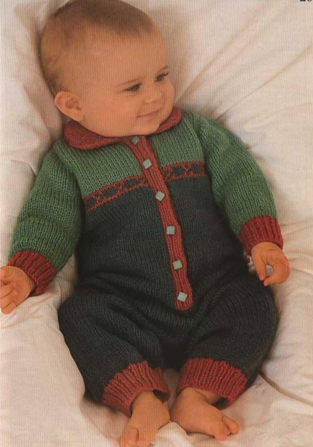 Popular Baby All in one combination Romper Playsuit DK ( 8PLY ) Yarn Fits  chest 16