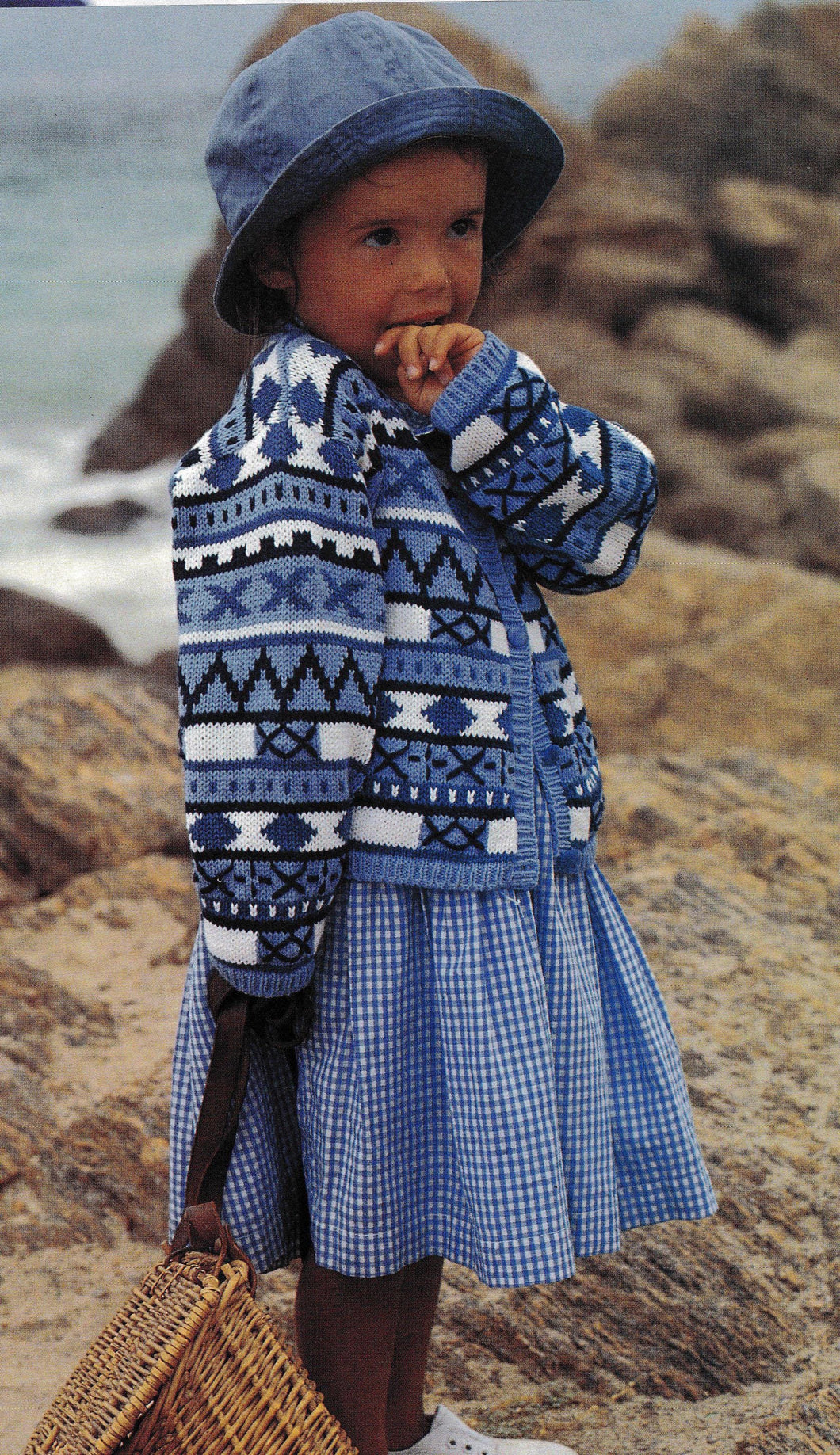 Girl's  Fair Isle Style Loose fit Cardigan- Drop sleeved- 4 ply Fingering yarn-4 - 12 years (28-35) Knitting Pattern Download PDF- has chart