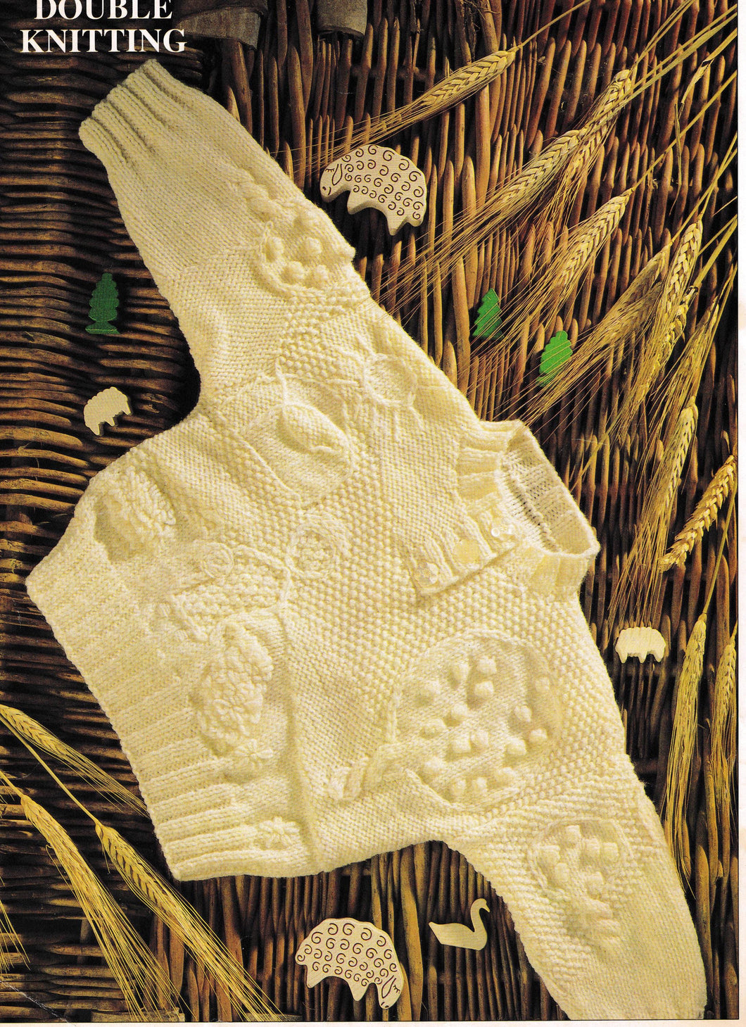 Childs;  Round Neck Button front sweater  Jumper Textured patchwork design- DK 8Ply 18