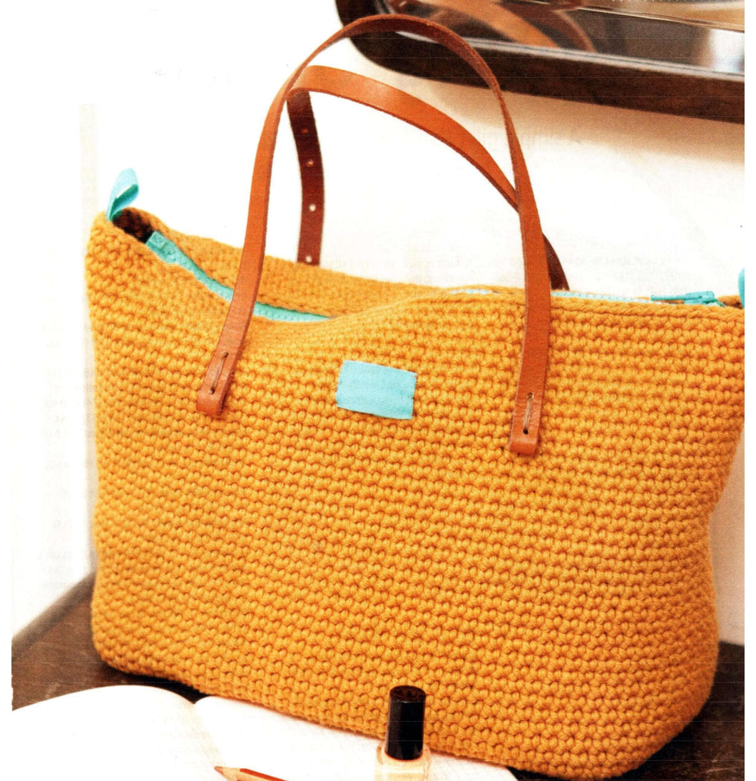 Crochet Tote Bag in Cotton DK 8 ply Light worsted yarn- Crochet pattern download PDF 35cm x 25 cm- See images for more information