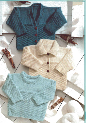 Baby Moss stitch -seed stitch- Cardigans & sweater - premature size 12