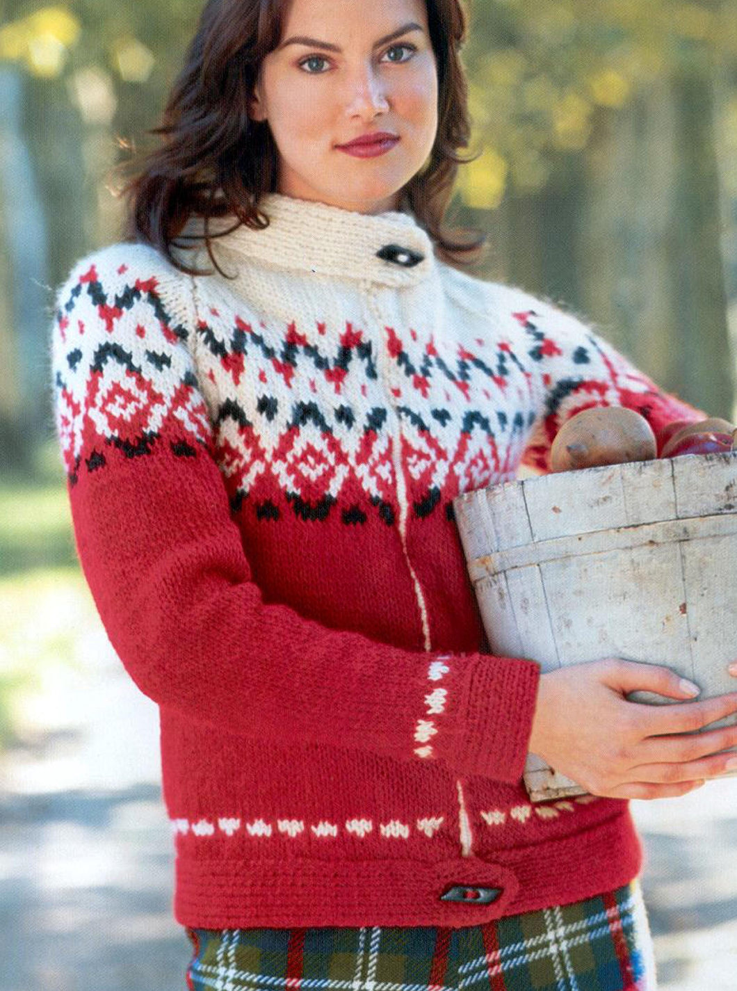 Woman's Chunky Fair Isle Cardigan Knitting Pattern - Zip & Toggle fastening Chunky Bulky 12 ply wool * Downloadable PDF * Sizes 34