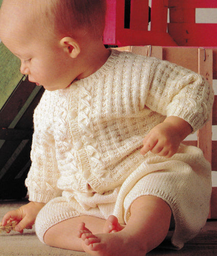 Boy's Textured Round Neck  Jacket Cardigan & Pants   4 ply Fingering Ply- 22