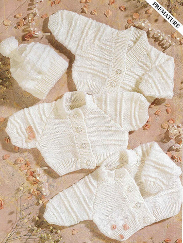 Child's Easy Beginners Cardigans round neck-V Neck & Hat Knitting Pattern -DK-8ply(Light Worsted weight) Download-Premature 12