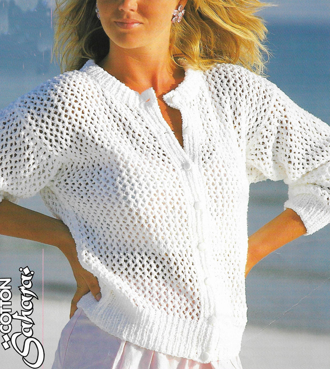Women's Popular Lacy Summer Cardigan Knitting pattern- DK (8ply) Light worsted yarn- fits 30