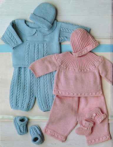 Baby Boy Girl Yoke + collared Sweaters trousers-hats & Socks- Birth -6 months) 4ply Fingering wool- Knitting Pattern Download PDF- Cute knit