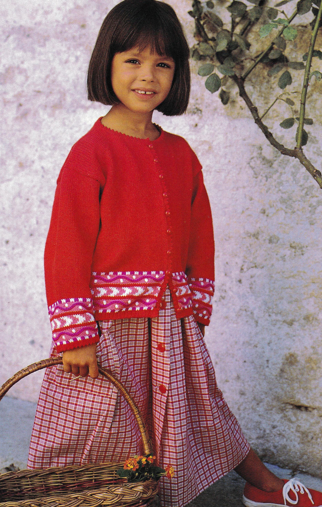 Girls Picot Fair Isle Border Cardigan Knitting pattern- 4 ply Fingering - ages 2- 10 years PDF Download-knitted flat- has charts