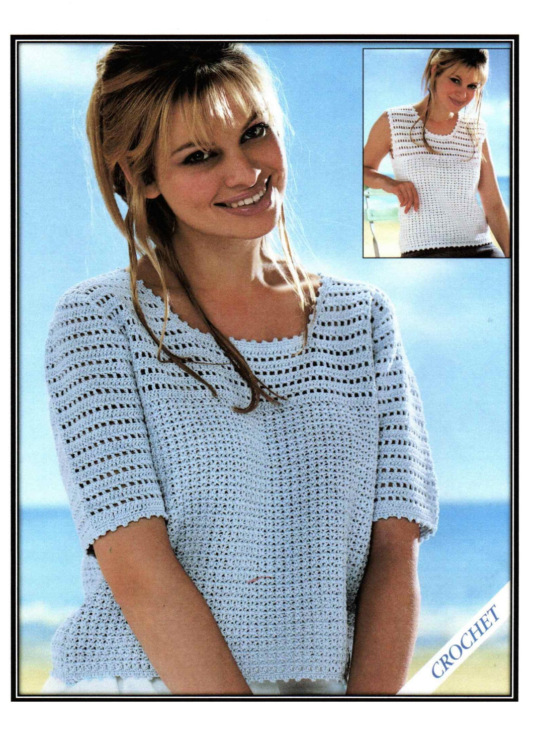 Woman's Lacy Crochet Summer Top & short sleeve sweater 32