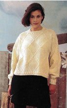 Woman's Long & Short sweaters, Round-High neck- diamond and Moss stitch- triangle hem- Knitting pattern download PDF- DK 8 Ply- 32"-40"