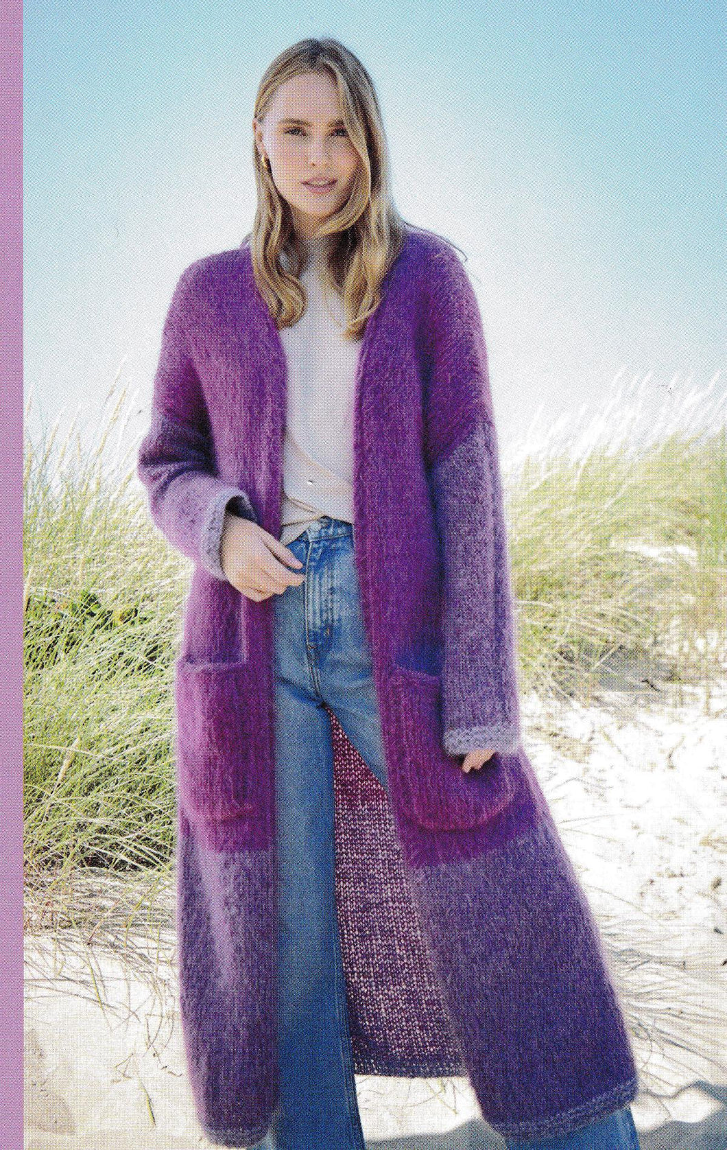 Womans Ladies Easy  Long Cardigan Coat with pockets- edge to edge  36