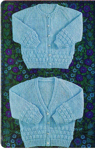 Child's Easy Textured Cardigans round neck & V Neck Knitting Pattern - Boys Girls fits 18