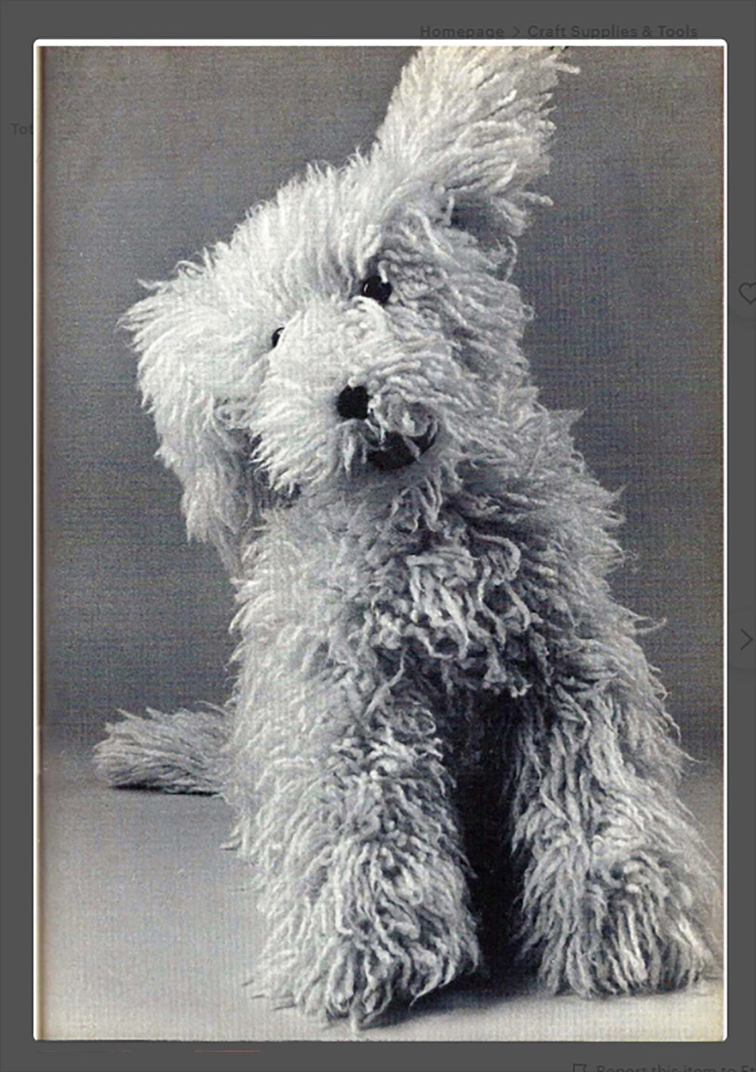 Vintage Shaggy Dog Toy - Knitting Pattern- Long Haired  DK (8Ply) Download Knitting Pattern PDF 25.5 