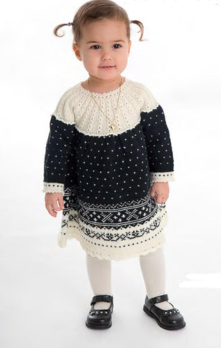 Childs Yoked Icelandic Wooly Dress Knitting Pattern, Fair Isle, - Light fingering Download PDF- see images for further information-6-36 mths