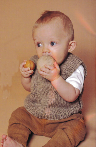 Baby Children's Plain Knit Tank Top Slipover with pocket - 5 ply  yarn needed Knitting Pattern Download PDF- see images for more information