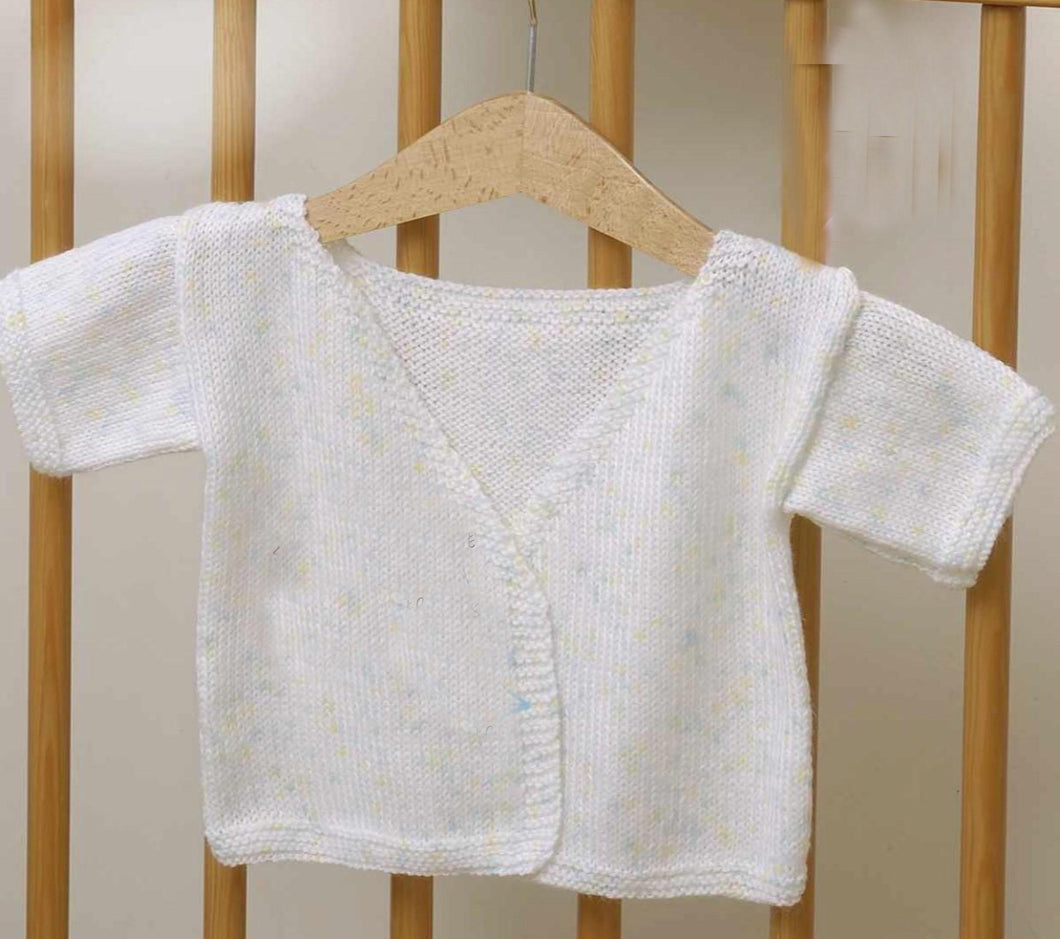 Baby Classic Wrap Cardigan- Cross over with short sleeves easy knit 4 ply Fingering Premature- 6 Months- Knitting Pattern Download PDF