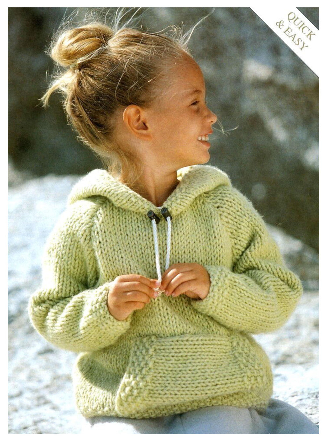 Easy Quick Knit Hooded Raglan Sweater Knitting Pattern with pocket- Super Chunky / 14 ply yarn-fits chest 22-30