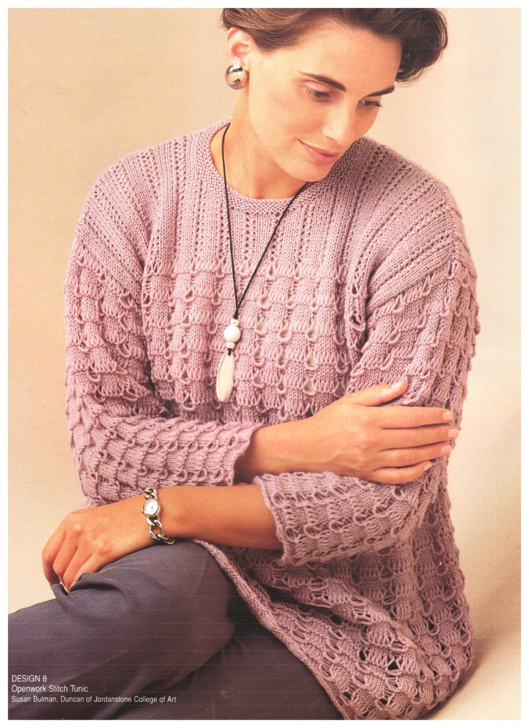Women's  Vintage Openwork Stitch Tunic Sweater Jumper 30