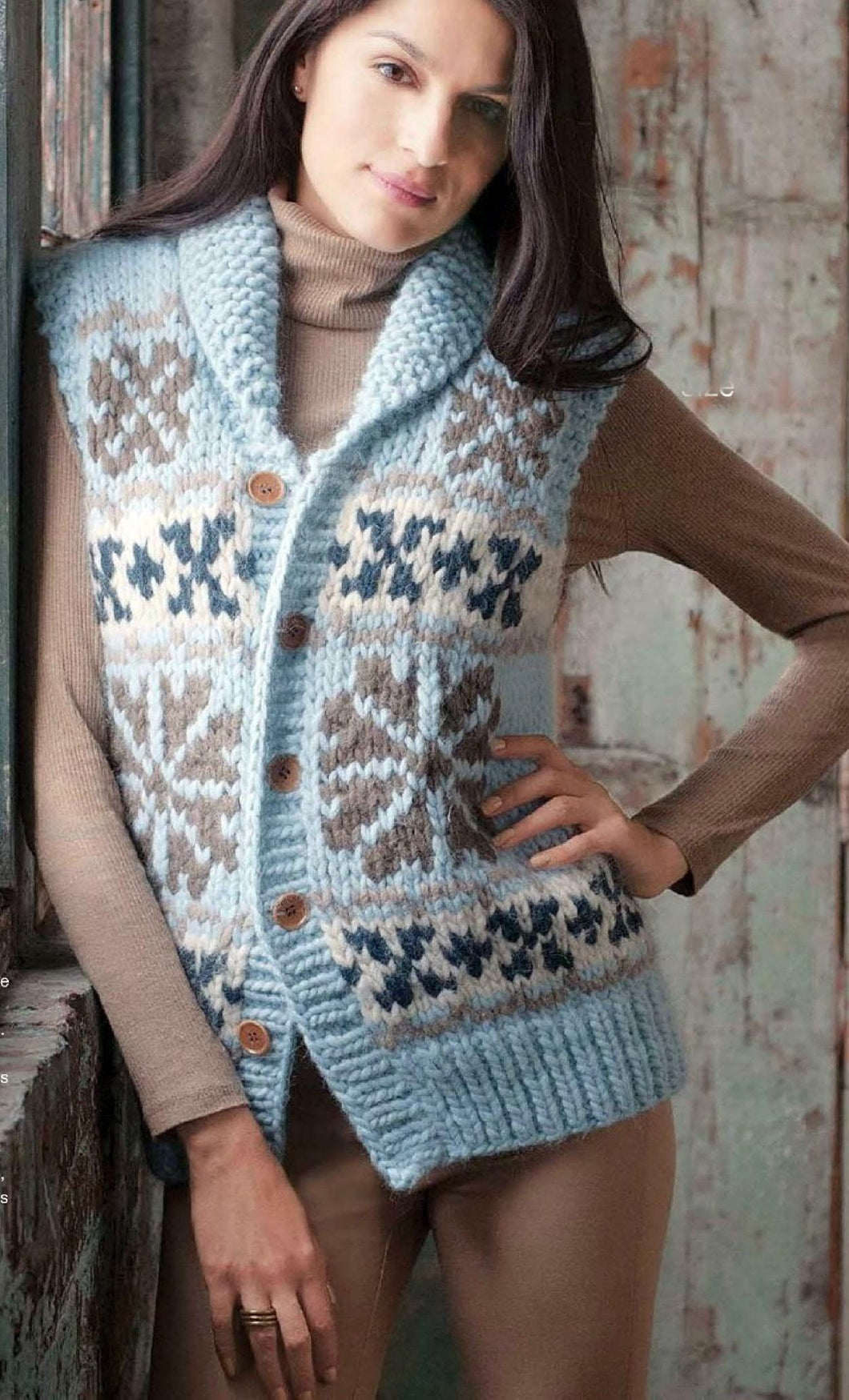 Woman's Chunky Fair Isle Vest Gilet  Knitting Pattern - Shawl Collar Chunky Bulky 12 ply wool * Downloadable PDF * Sizes 37
