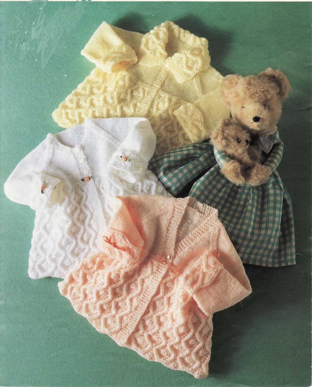 Vintage Baby Matinee coats- cardigans 3 styles to knit in 4ply or (DK 8ply) wool-  Knitting pattern - Premature 14