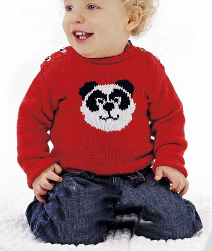 Baby Panda Motif  Round Neck Button Shoulder Sweater Jumper 16