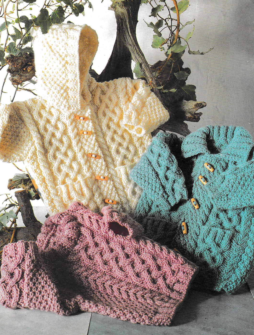 Child's Cable Cardigan- Sweater & Hooded Duffle Jacket Boy- Girl- Knitting Pattern -Aran(Worsted weight) Instant Download-18-28