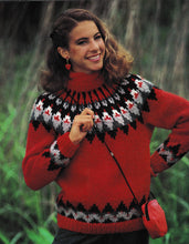 Womans Round Neck Fair Isle Yoke Sweater- Jumper Up to 95cm  ~ Chunky Icelandic Wool 12 Ply Knitting Pattern Instant Download PDF-See images