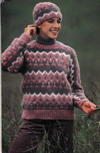 Fair Isle Norwegian Sweater Round Neck Drop Sleeve, Bust 92cm ~ PDF Knitting Pattern Download- with Chart Chunky Bulky 12 ply-Jacquard knit