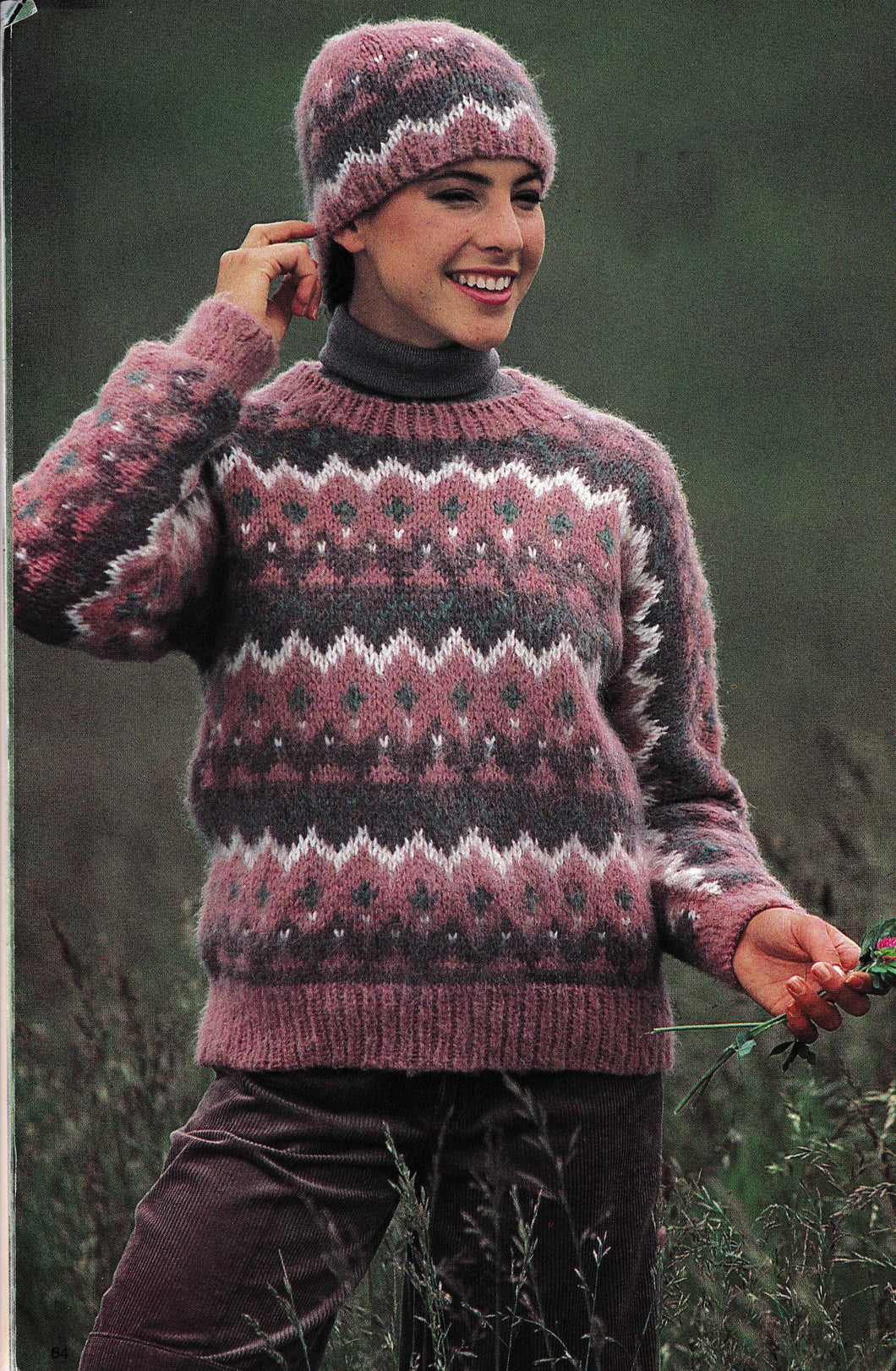 Fair Isle Norwegian Sweater Round Neck Drop Sleeve, Bust 92cm ~ PDF Knitting Pattern Download- with Chart Chunky Bulky 12 ply-Jacquard knit