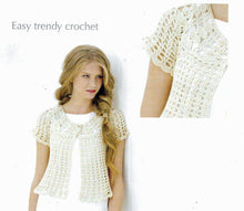 Womens-Girls Crochet Jacket - Cardigan short sleeves - Dk 8ply Cotton wool-Crochet pattern _24 - 46" chest. Crochet pattern PDF Download