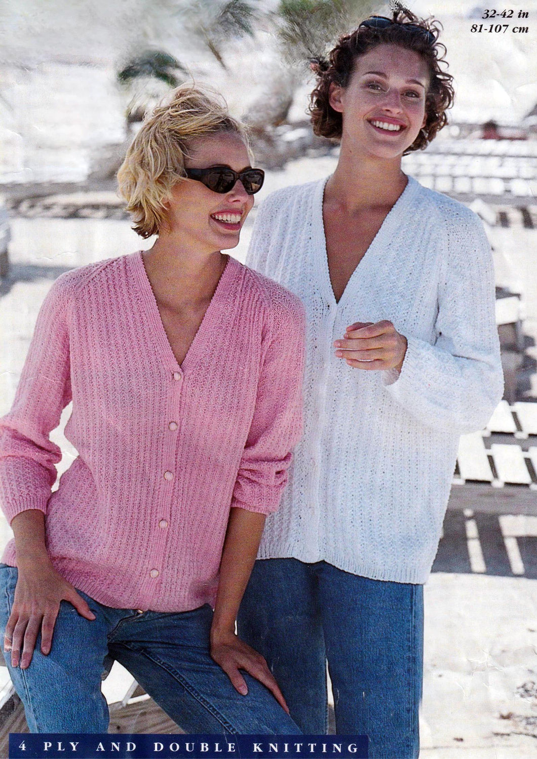 Woman's  Textured Cardigan -V neck style- DK (8PLY) and 4 Ply Fingering versions on 1 pattern 32 - 42