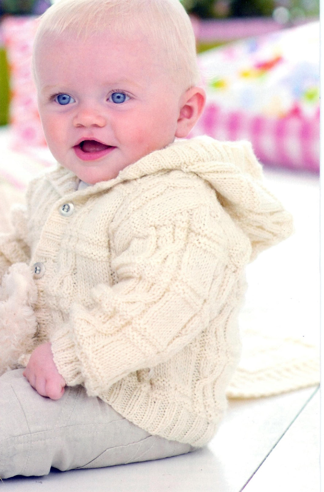 Child's Easy Cable Sweater-Hooded Jacket & hat Blanket Boy- Girl- Knitting Pattern -DK(8 PLY) Instant Download-16-26