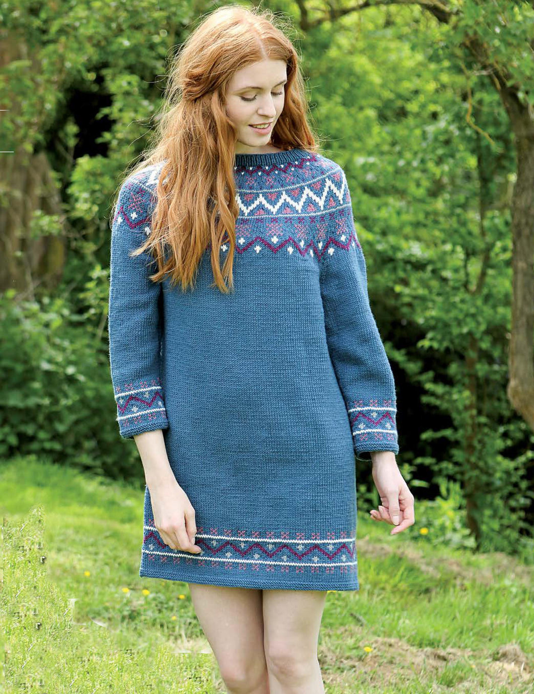 Womens Fair Isle Yoked Sweater Dress 32