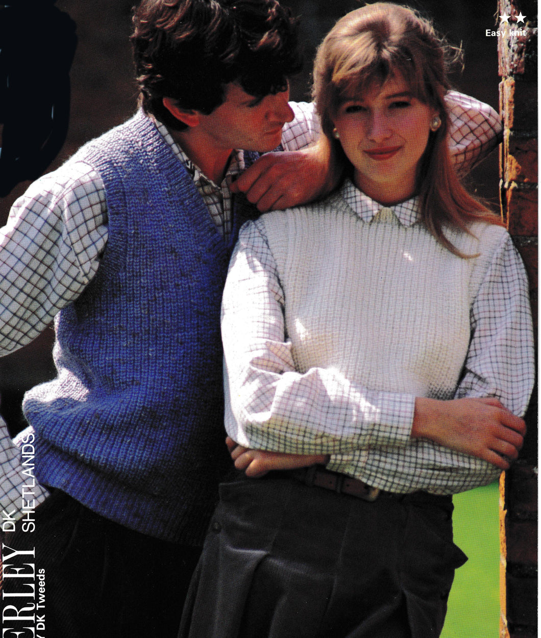 Easy Knit Ribbed Man & Women's Sweater Vest Round Neck V neck Sleeveless Jumper Slipover 32