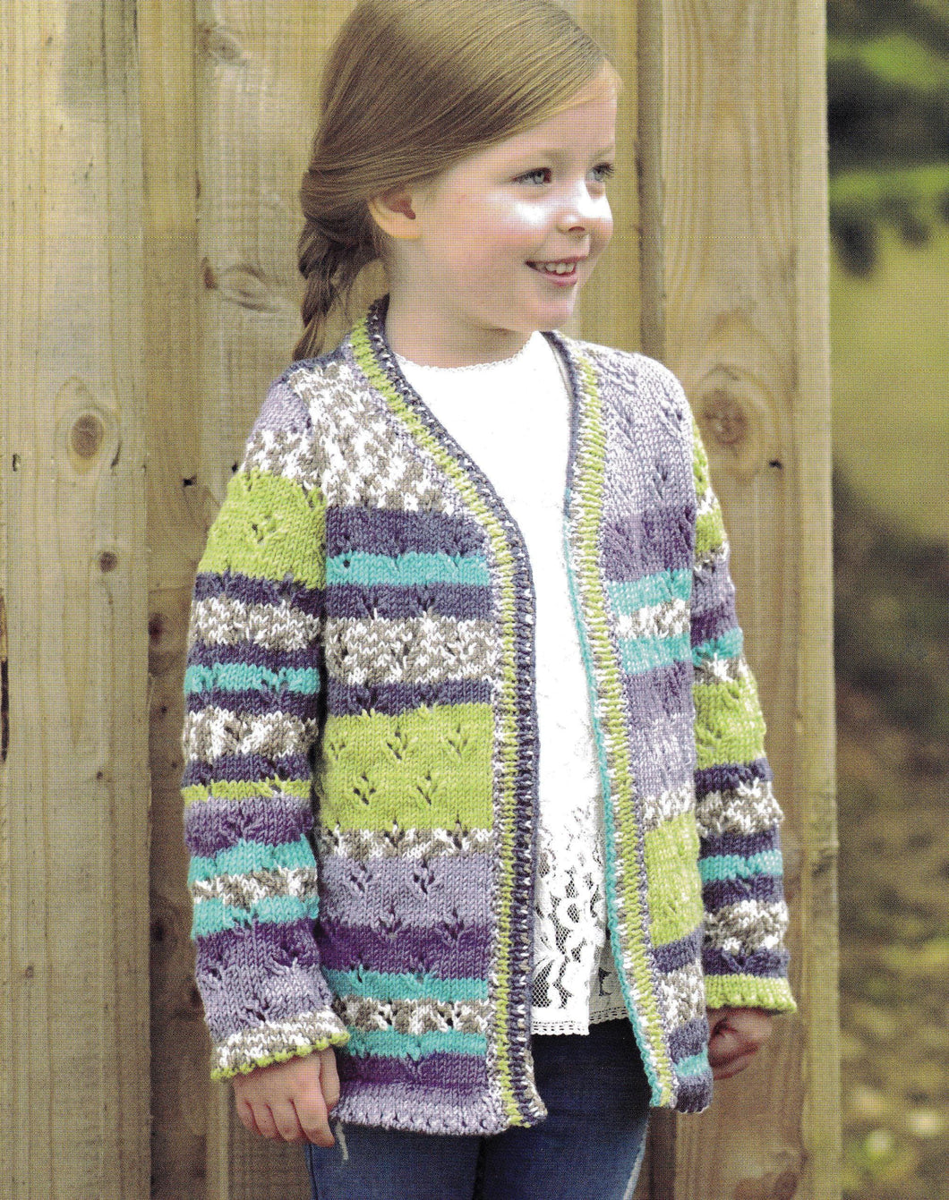 Girls  V Neck edge to edge eyelet lace Cardigan  20-30