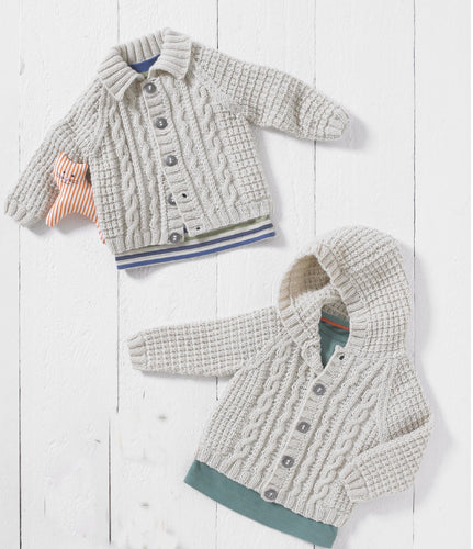 Child's Fairly Easy Cable Cardigan-& Hooded Jacket Boy-Girl- Knitting Pattern -DK 8 Ply (light Worsted weight)  Download-16-26