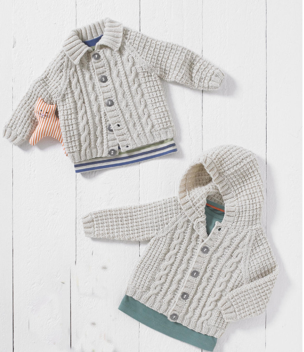 Child's Fairly Easy Cable Cardigan-& Hooded Jacket Boy-Girl- Knitting Pattern -DK 8 Ply (light Worsted weight)  Download-16-26