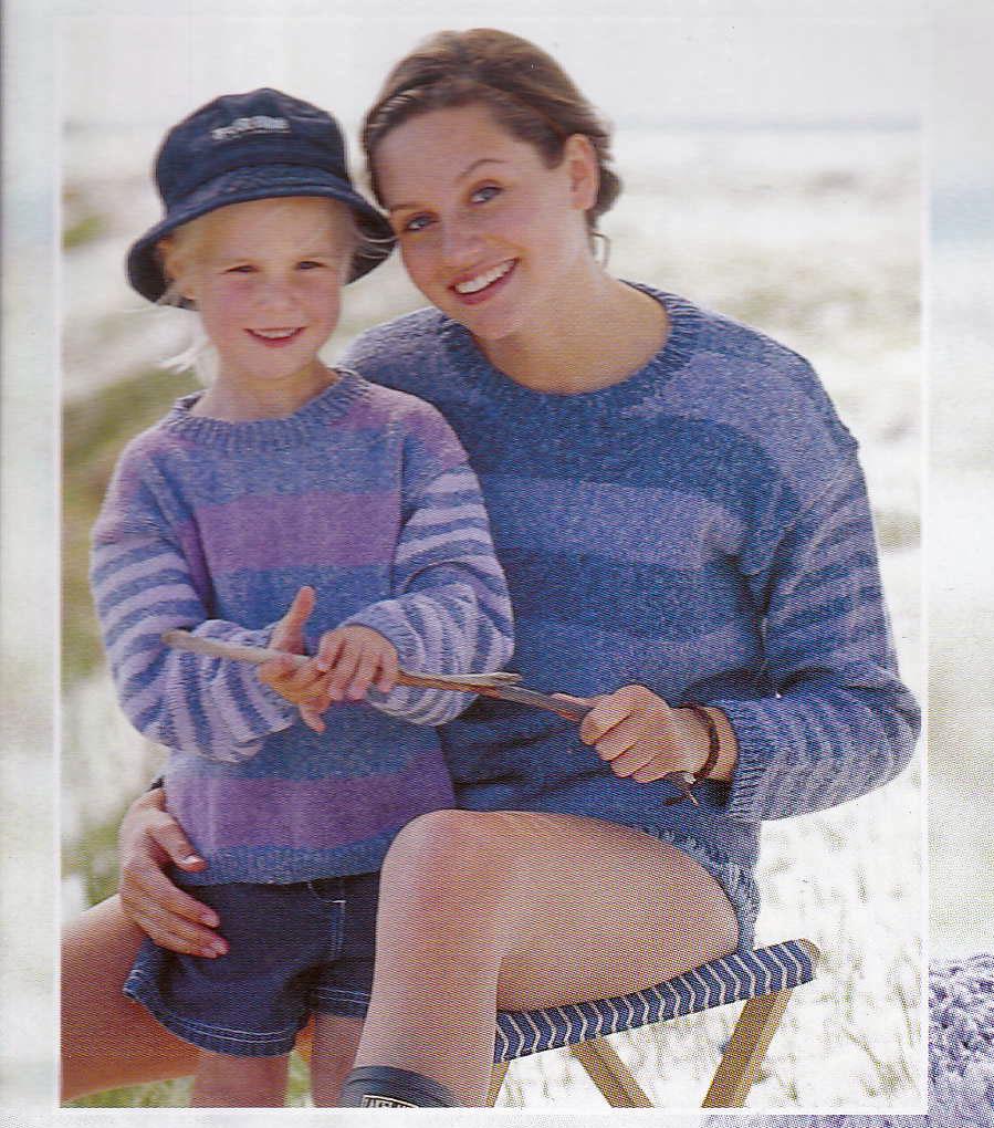 Easy Stripe round Neck Sweaters Ladies Children's fits 24