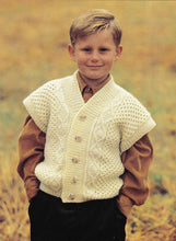Children's Toddlers Aran Sweaters Cardigan & Waistcoat Slipover-Aran 10 Ply worsted Yarn= Knitting Pattern Download PDF 22"-28" Boy's Girl's