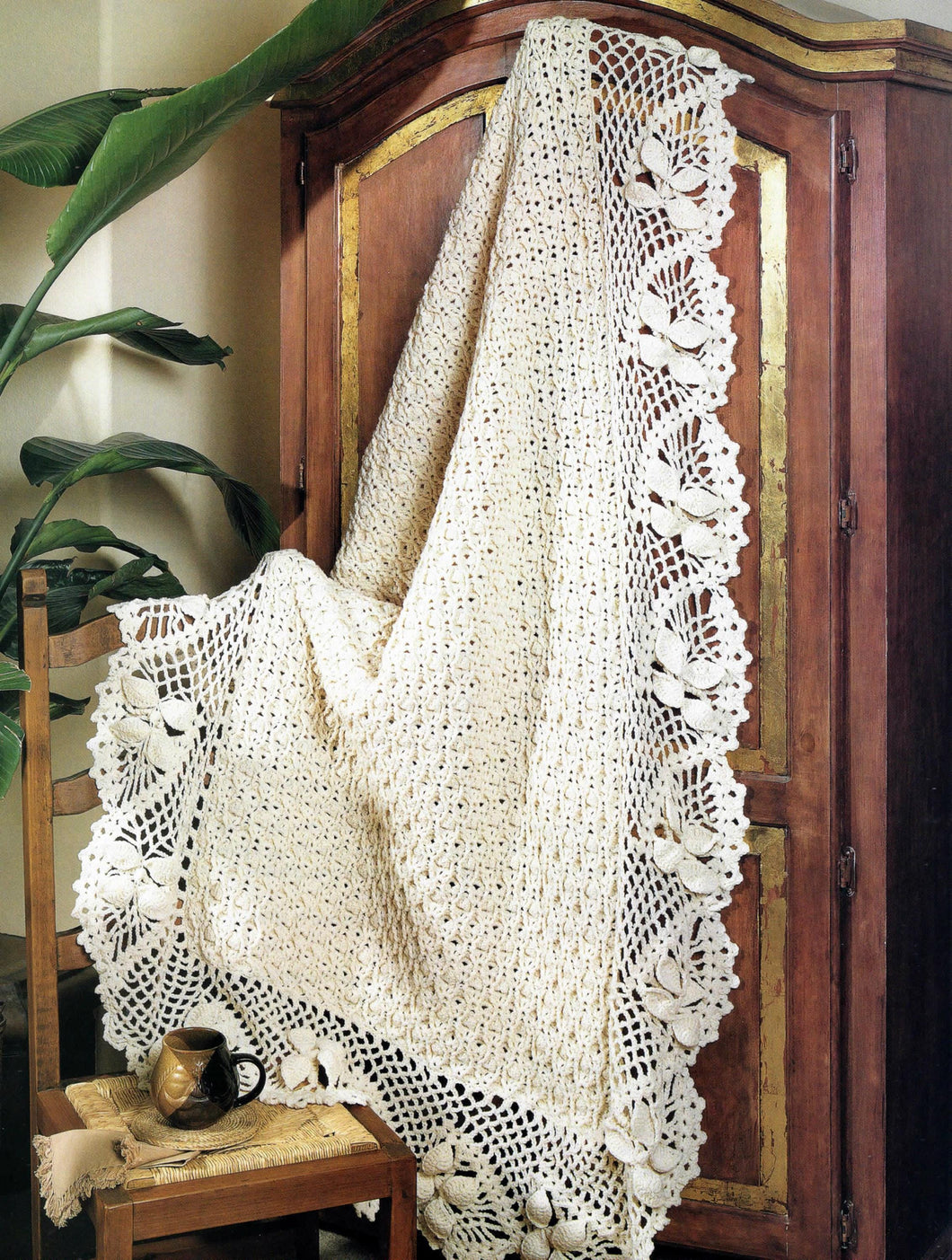 Victorian Lace Afghan Blanket -Vintage Crochet Pattern Worsted Weight 10 ply- Crochet pattern download PDF- English 52